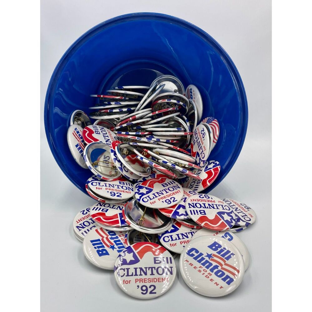 Lot of 40+ Vintage Bill Clinton 1992 Campaign Buttons Political Pins 2 Designs